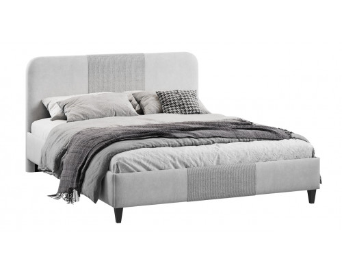 Кровать с ПМ «Эстон» 160*200 (с ПМ), Микровелюр Linea Grande 81/Connect 81 (Светло-серый)