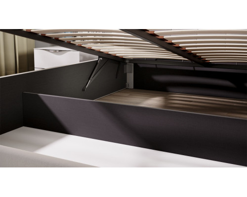 Кровать с ПМ «Эмма», 140 (с подъемным механизмом) с заглушиной, Велюр Confetti Smoke