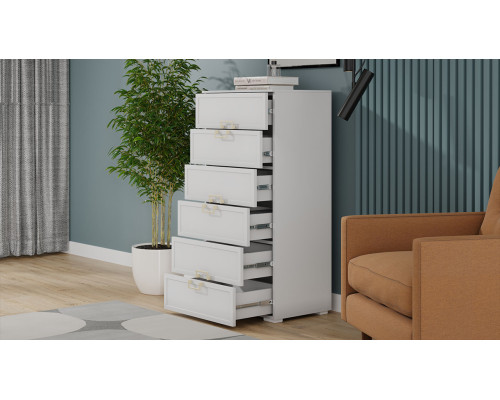 Комод «Стелла», Белый холст, Белый Жемчуг