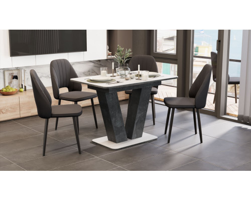 Стол раздвижной «Чинзано» Тип 1,Моод темный/стекло белое матовое