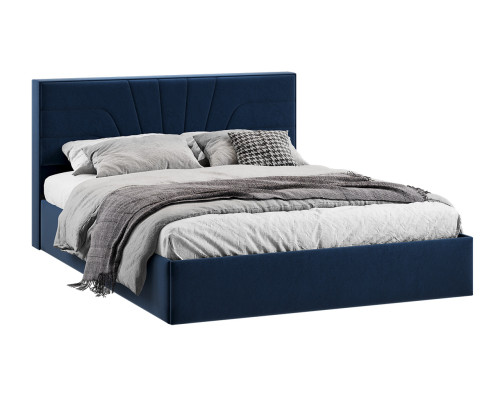 Кровать с ПМ «Пандора» 160 Тип 1 (с подъемным механизмом), Микровелюр Wellmart Blue