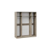 Шкаф комбинированный с 4 зеркальными дверями «Эмбер»,Баттл Рок/Серый глянец