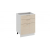 Шкаф напольный с тремя ящиками «Весна», Белый/Ваниль глянец