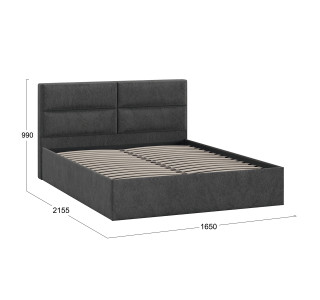 Кровать без ПМ «Глосс» 160 Тип 1 (без подъемного механизма), микровелюр Wellmart Graphite