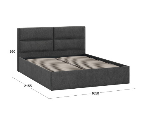 Кровать без ПМ «Глосс» Тип 1,1600 (без подъемного механизма), Микровелюр Wellmart Graphite