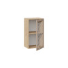 Шкаф навесной 400 c одной дверью со стеклом «Бьянка», Дуб Крафт золотой, Дуб кофе