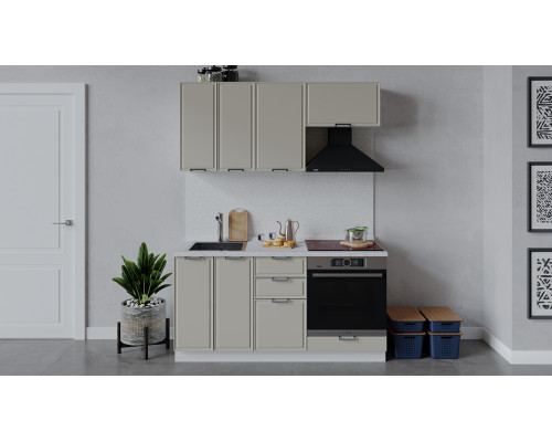 Кухонный гарнитур «Белладжио» длиной 160 см со шкафом НБ, белый,софт панакота