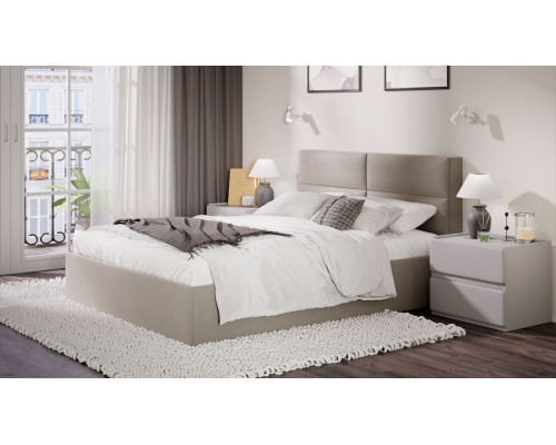 Кровать без ПМ «Глосс»,160 (без подъемного механизма), велюр мокко светлый