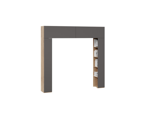 Шкаф навесной (366) со стеллажами «Порто», Яблоня Беллуно, Графит софт