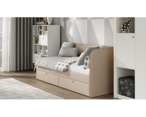Кровать с мягкой обивкой «Молли» 80*200 Тип 1, Микровелюр Scandi Cream 03