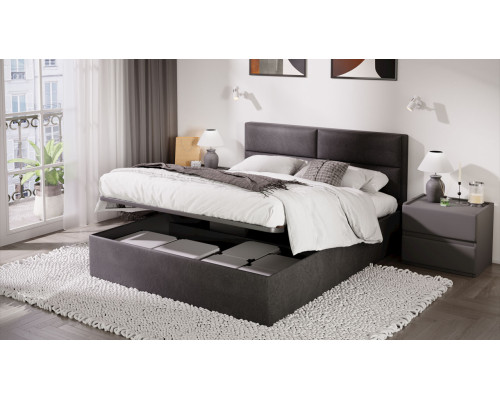 Кровать с ПМ «Глосс» 160 тип 1 (с подъемным механизмом) с заглушиной, велюр графит