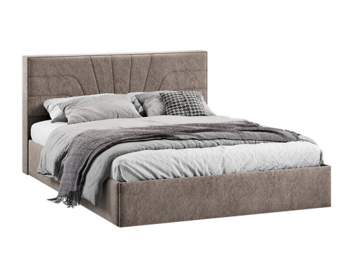 Кровать с ПМ «Пандора» 160 Тип 1 (с подъемным механизмом), Микровелюр Wellmart Latte