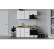 Кухонный гарнитур «Лорас» длиной 160 см со шкафом НБ, Дуб Крафт золотой, Холст белый