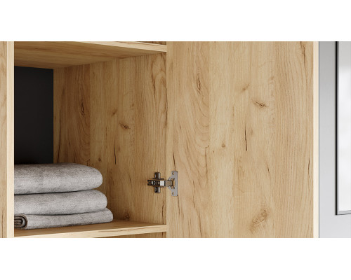 Шкаф для белья «Джоли» 450, дуб крафт золотой, графит матовый