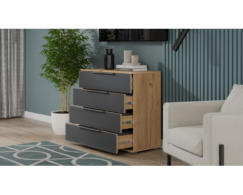 Комод «Джоли», Дуб Крафт золотой, Графит матовый