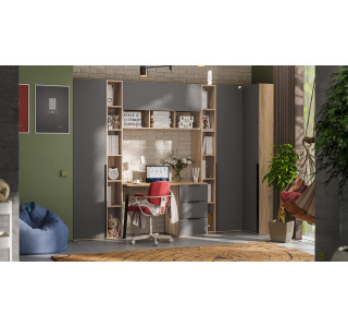 Набор детской мебели «Порто» №10, Яблоня Беллуно, Графит софт