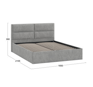 Кровать без ПМ «Глосс» 160 Тип 1 (без подъемного механизма), микровелюр Wellmart Silver