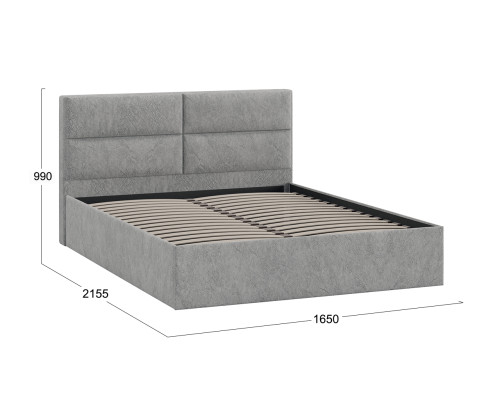 Кровать без ПМ «Глосс» Тип 1,1600 (без подъемного механизма), Микровелюр Wellmart Silver
