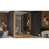 Шкаф-купе 2092 с 3 зеркальными дверями «Оскар», ручка серебро, дуб крафт золотой