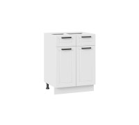 Шкаф напольный с двумя ящиками и двумя дверями «Лорас»,Белый/Холст белый