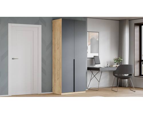 Шкаф для одежды «Джоли» 900, дуб крафт золотой, графит матовый