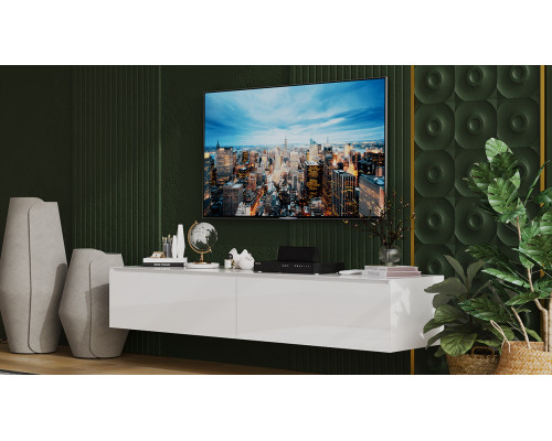 Тумба для теле- и радиоаппаратуры «Глосс», белый глянец, стекло белый глянец