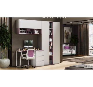 Набор детской мебели «Порто» №9, Белый жемчуг, Виола, Белый софт