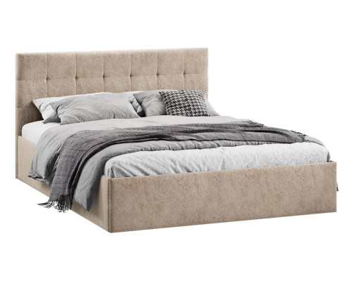 Кровать без ПМ «Джоли» 140 Тип 1 (без подъемного механизма), микровелюр Wellmart Dark Beige Кровать без ПМ «Джоли» 140 Тип 1 (без подъемного механизма), микровелюр Wellmart Dark Beige