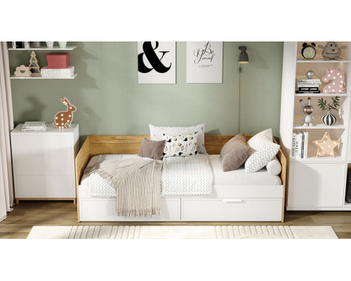 Кровать «Стелла», Белый холст, Белый Жемчуг, Яблоня Беллуно