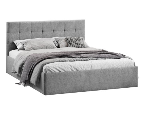Кровать без ПМ «Джоли» 180 Тип 1 (без подъемного механизма), микровелюр Wellmart Silver Кровать без ПМ «Джоли» 180 Тип 1 (без подъемного механизма), микровелюр Wellmart Silver