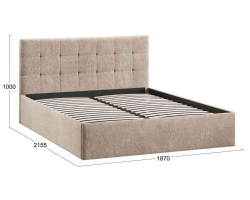 Кровать без ПМ «Джоли» 180 Тип 1 (без подъемного механизма), микровелюр Wellmart Dark Beige Кровать без ПМ «Джоли» 180 Тип 1 (без подъемного механизма), микровелюр Wellmart Dark Beige