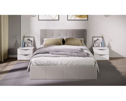 Кровать с ПМ «Эмма», 140 (с подъемным механизмом) с заглушиной, Велюр Confetti Smoke