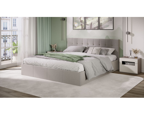 Кровать с ПМ «Эмма», 180 (с подъемным механизмом) с заглушиной, Велюр Confetti Smoke