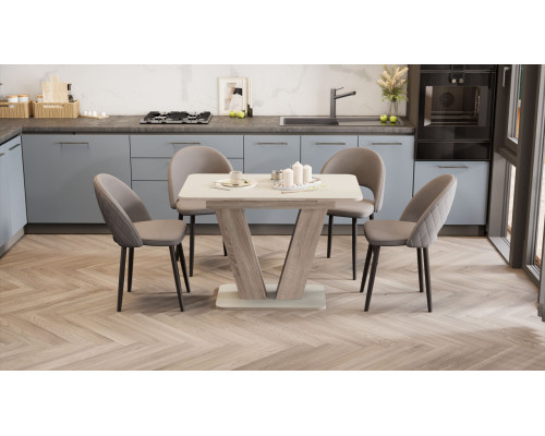 Стол раздвижной «Чинзано» Тип 1,Дуб сонома трюфель/стекло бежевое матовое