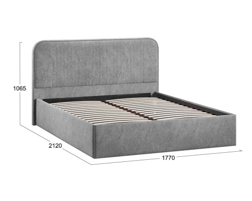 Кровать с ПМ «Тиффани» 160 тип 1 (с подъемным механизмом), микровелюр Wellmart Silver