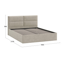 Кровать без ПМ «Глосс» Тип 1 ,1600 (без подъемного механизма), Микровелюр Jercy Cream