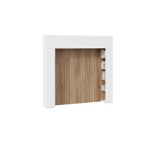 Шкаф навесной (366) со стеллажами и декоративными панелями «Порто», Белый Жемчуг