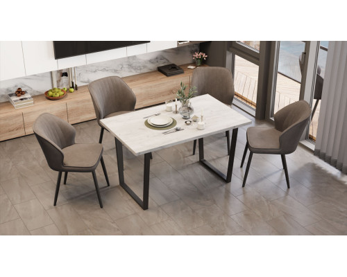 Стол обеденный «Даллас» Тип 1, Черный, Дуб Крафт белый