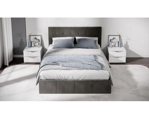 Кровать с ПМ «Эмма», 140 (с подъемным механизмом) с заглушиной, Велюр Confetti Stone