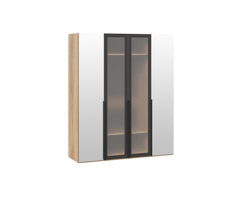 Шкаф для одежды (580) с 2 зеркальными и 2 стеклянными дверями