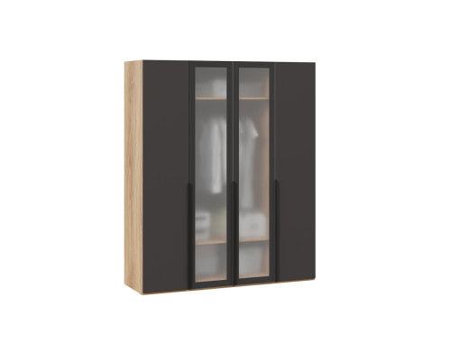 Шкаф для одежды (580) с 2 глухими и 2 стеклянными дверями