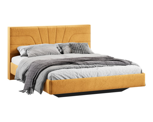 Кровать без ПМ «Пандора» 160 Тип 1 (без подъемного механизма), Микровелюр Wellmart Yellow