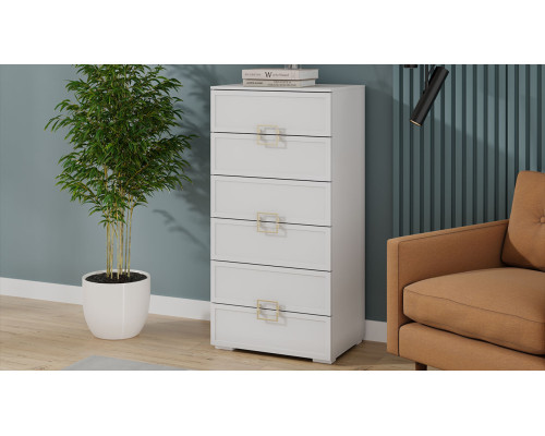 Комод «Стелла», Белый холст, Белый Жемчуг