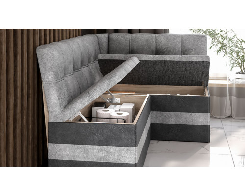 Скамья угловая «Оскар» исп. 2, микровелюр Wellmart Silver, Graphite