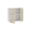 Шкаф навесной 800 c двумя дверями со стеклом «Бьянка», Белый, Дуб ваниль