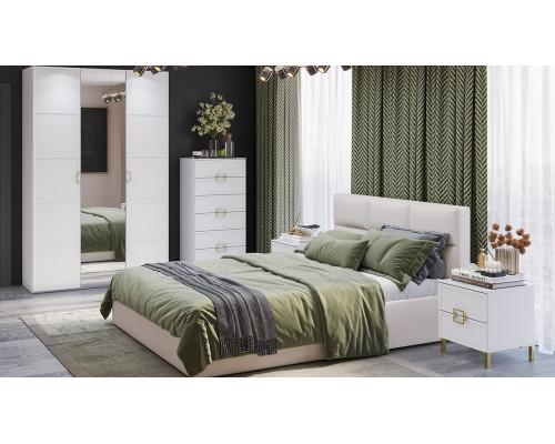 Спальня «Стелла», Белый холст, Белый Жемчуг