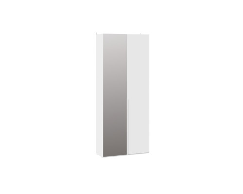 Шкаф для одежды (366) с 1 глухой и 1 зеркальной дверями «Порто», Белый Жемчуг, Белый софт