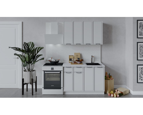 Кухонный гарнитур «Белладжио» длиной 120 см, белый, фон белый