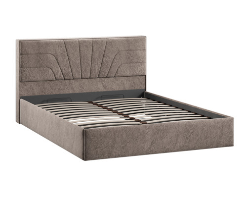 Кровать с ПМ «Пандора» 160 Тип 1 (с подъемным механизмом), Микровелюр Wellmart Latte
