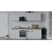 Кухонный гарнитур «Детройт» длиной 240 см, белый, белый глянец